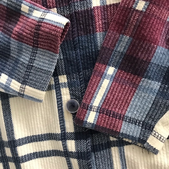 Plaid Button-Up Shirt‎ - Red, Blue, White - Picture 3 of 5